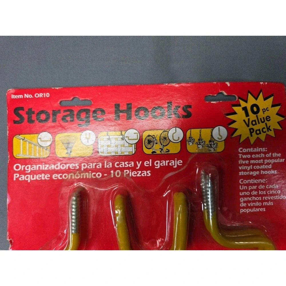 Crawford 10 Piece Yellow Vinyl Coated Gray Steel Assorted Hook New